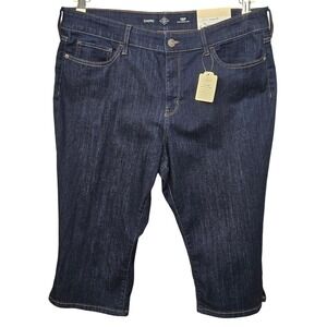 St Johns Bay Womens 18P Dark Wash Denim Stretch Capri Jeans Blue 824-0480